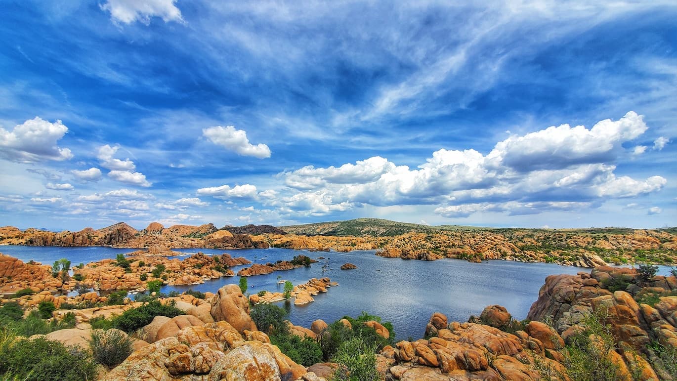 Watson lake on a slightly overcast day